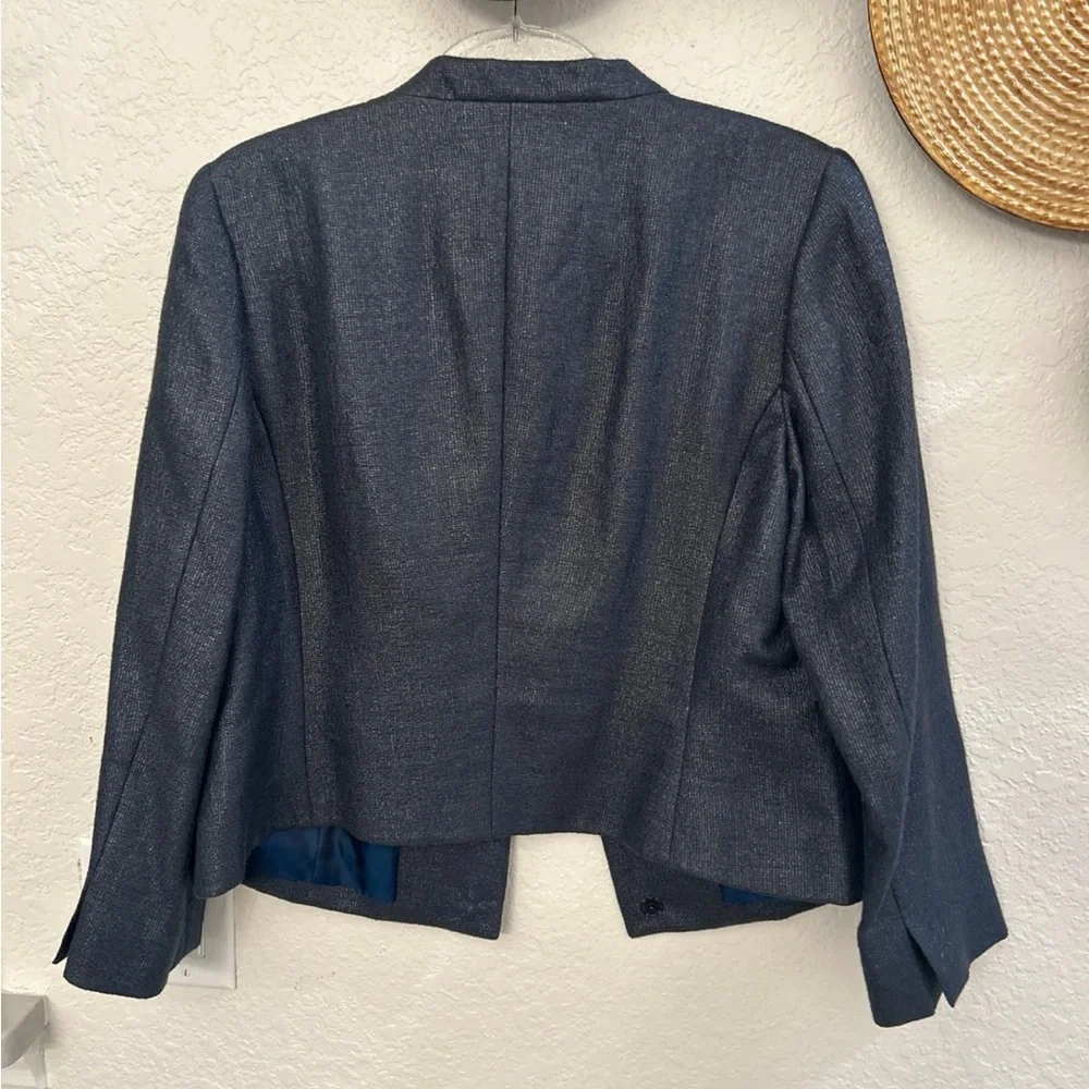 Pauw Amsterdam navy blue linen blend collarless blazer size 5 - Picture 6 of 7